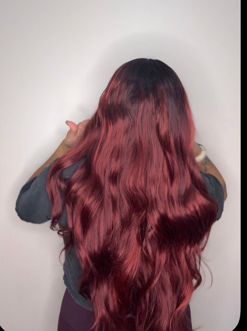 Poison Ivy red T-Part Bang Wig (HD Lace)
