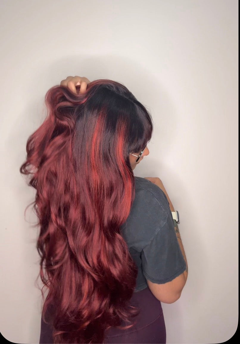 Poison Ivy red T-Part Bang Wig (HD Lace)