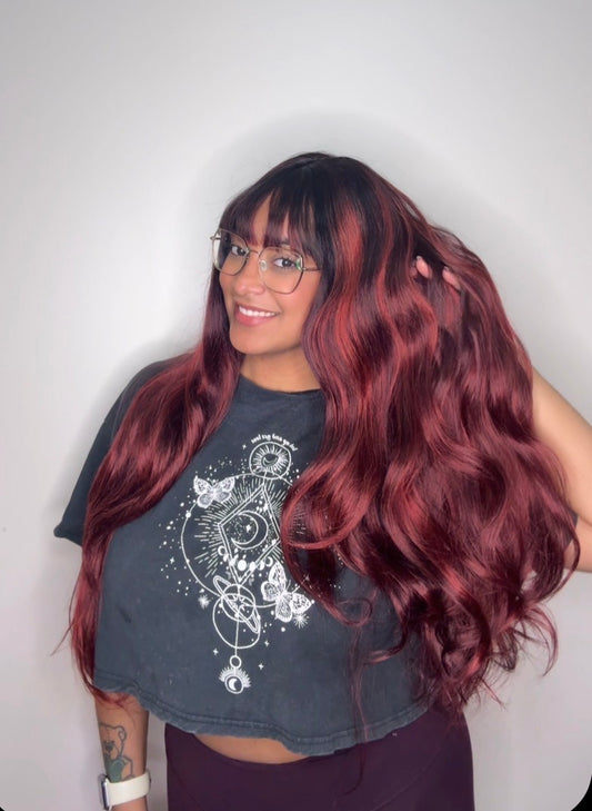 Poison Ivy red T-Part Bang Wig (HD Lace)